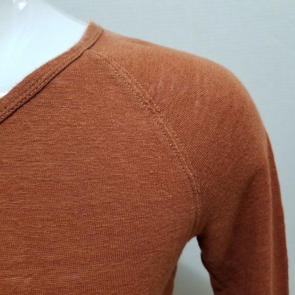 Madewell top XS Linen Raglan Tee slub knit side split minimalist basic E0241 - Picture 8 of 11